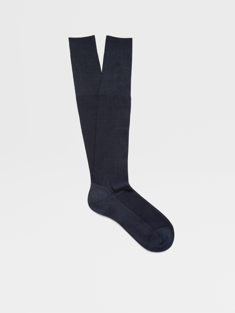 Navy Blue Silk Blend Mid Calf Socks